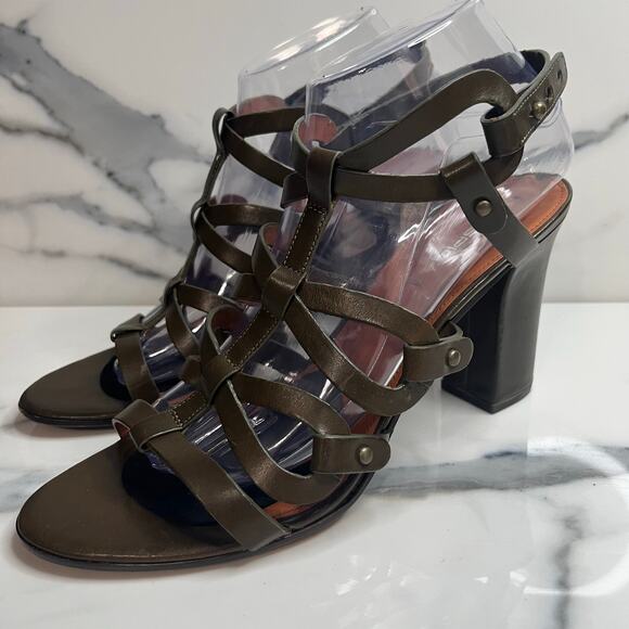 Via Spiga Women's Olive Leather Federica Gladiator Sandals Sz 10 Strappy - Picture 3 of 7